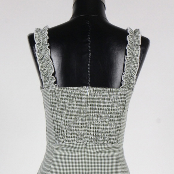 Olive Gingham Strap Tie Dress - Picture 4 of 7